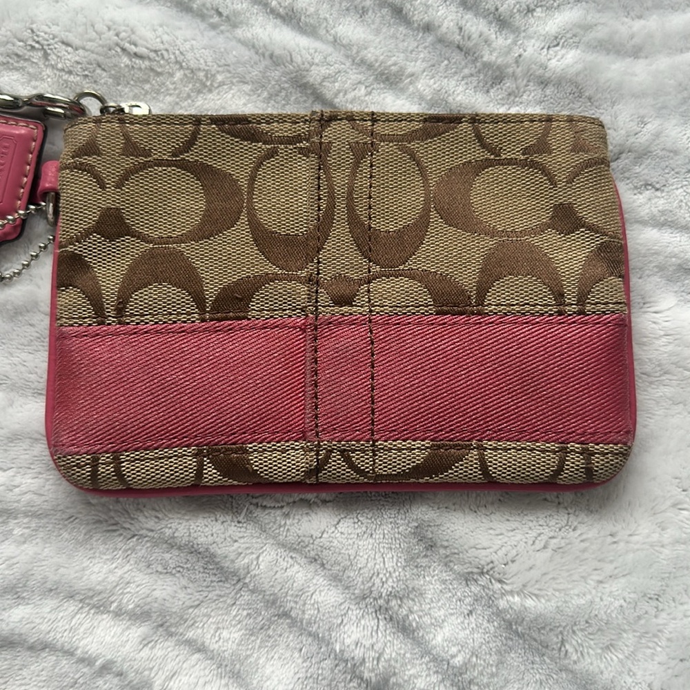 Coach Pink and Brown Monogram Wristlet - Picture 3 of 4